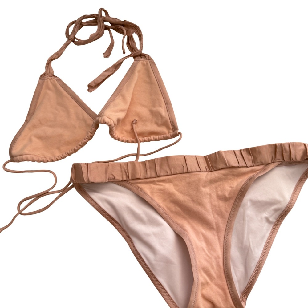 Victoria's Secret Vintage‎ M Peach Pink Triangle Bikini Set Tie Sides Swimsuit